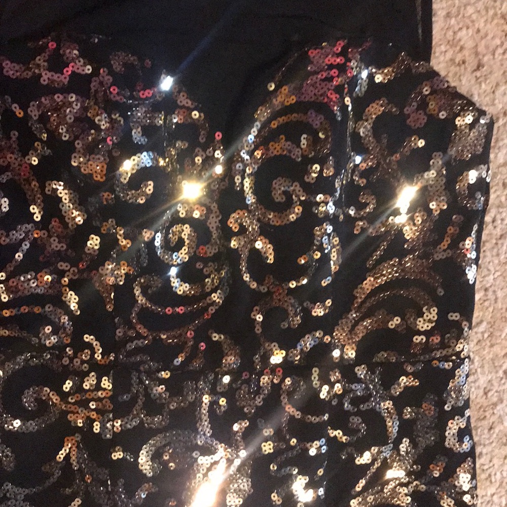 black and gold mermaid prom dress worn once